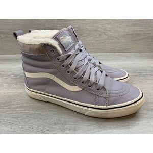 Vans Sk8-Hi MTE Women's High Top Sneakers Purple Leather Faux Fur Lined 9 Shoes